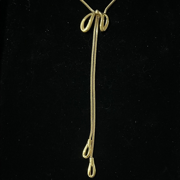 1635 Monet Vintage Squared Foxtail Bow Lariat Necklace - Picture 3 of 8
